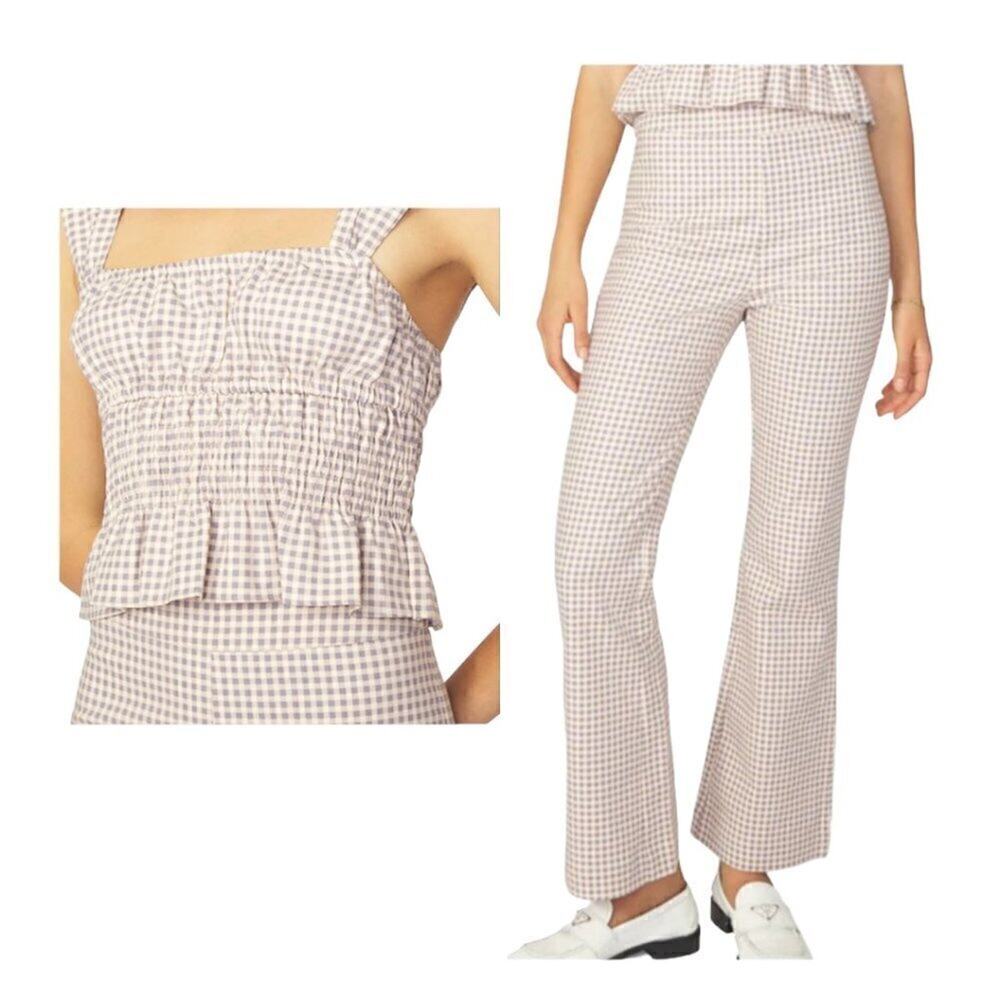 We Wore What Smocked Gingham Top and Cropped Straight Leg Pants Size 14/L